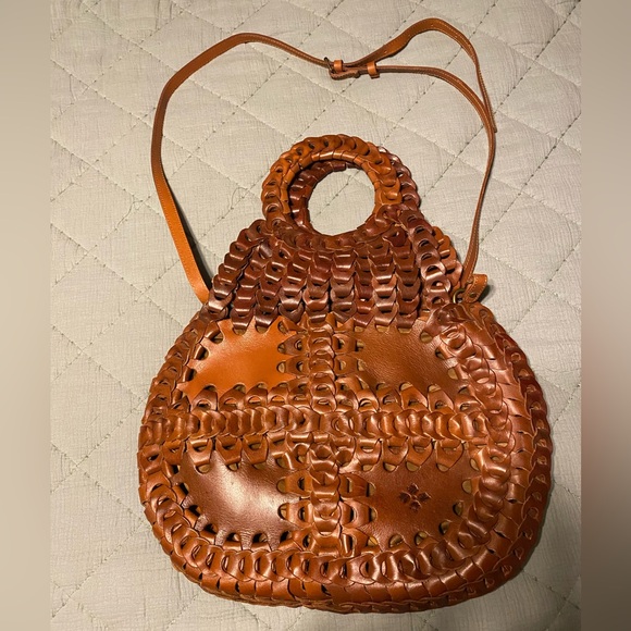 Patricia Nash Pisticci Flapover - Leather Woven Crossbody - Picture 1 of 2